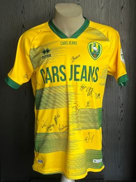 Matchworn en gesigneerd Ado den Haag shirt Hervé Matthys